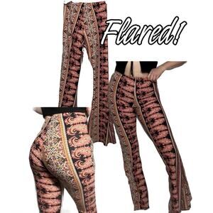 Brown and black paisley print